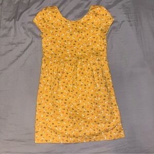 💐 Carter’s Floral Scoop Neck Dress - Marigold Yellow, Size 6/6X Girls